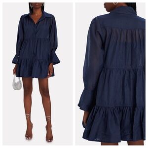 Jonathan Simkhai 💙 Savani Long Sleeve Tiered Mini Shirt Dress Size S